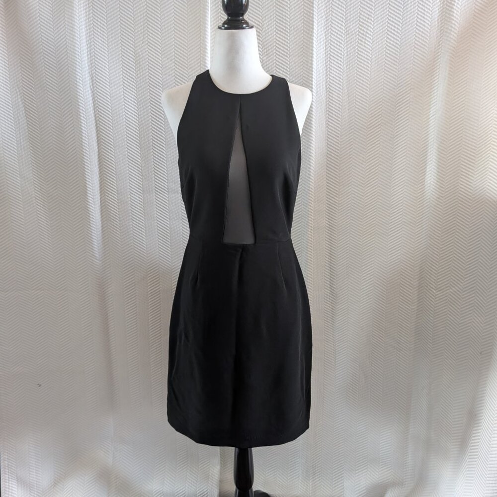 Bailey 44 Black Mini Dress Deep V Sheer Mesh Panel Size 4 Party Cocktail LBD